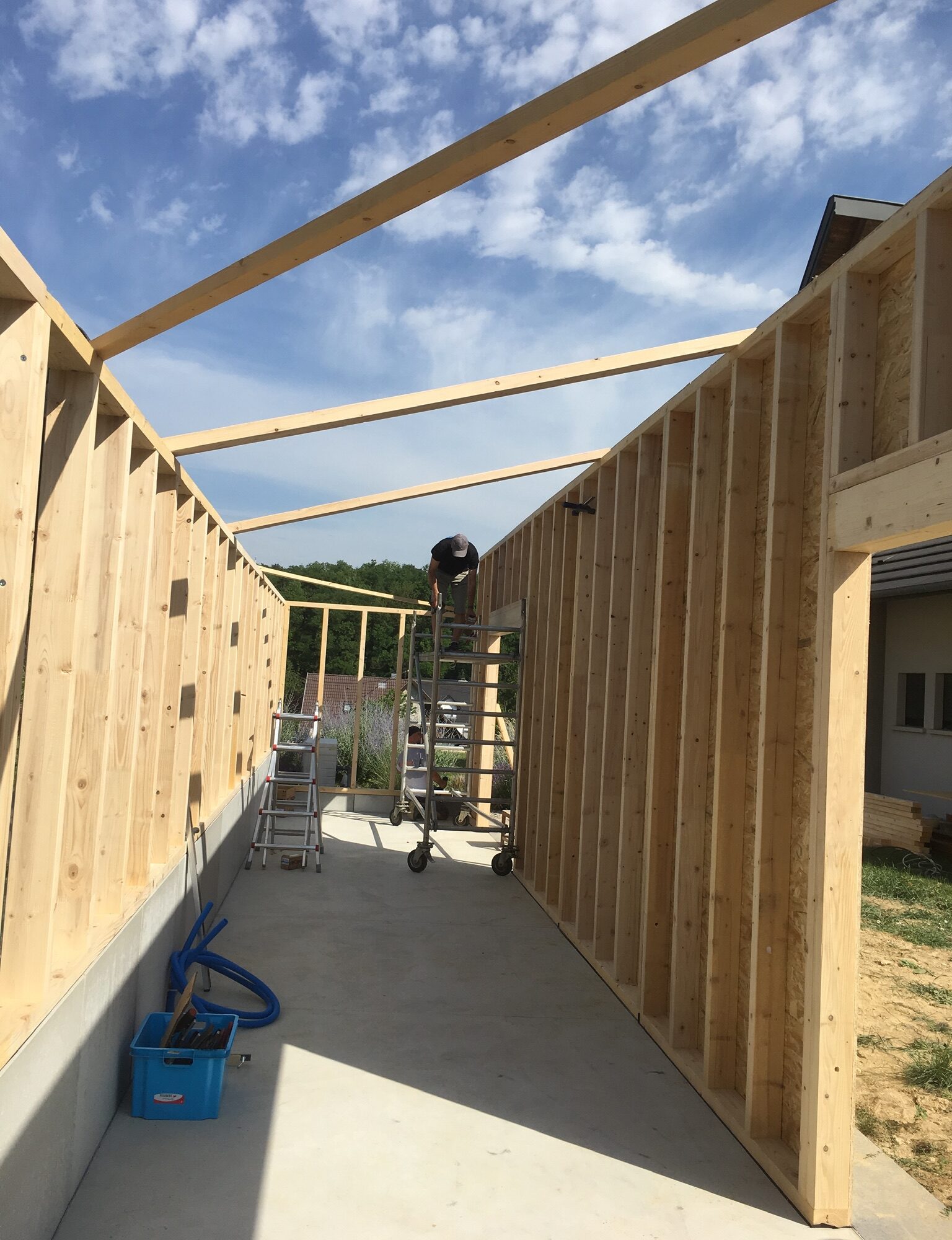 Conception de terrasse, agrandissement, carport et garage en ossature bois à Niederhergheim vers Colmar Kingersheim